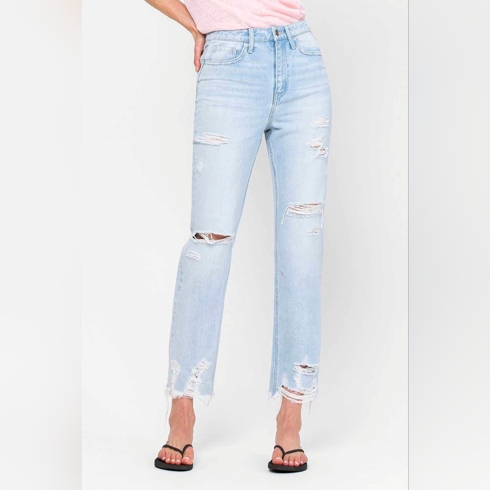 ❤️ FLYING MONKEY SUPER HIGH RISE STRAIGHT DISTRESSED JEANS, 4